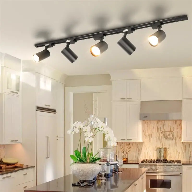 LED Track Light 220V Spotlight Rail COB Ceiling Lamp Set For Kitchen