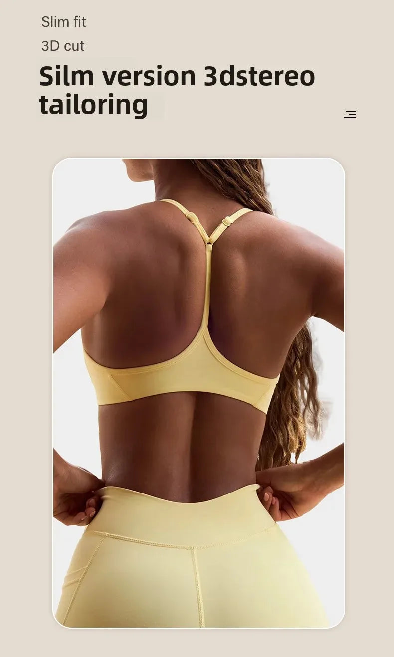 High Elasticity Cross Back Sports Bra Fitness Yoga Shorts Set Beautiful Back Design Neck Hanging Sports Underwear