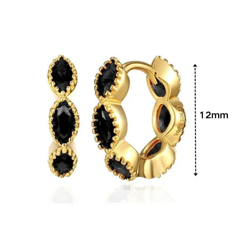 925 Sterling Silver Ear Needle Black Zircon Butterfly/Water Drop Hoop Earrings Drop Earrings For Women Fashion Wedding Jewelry