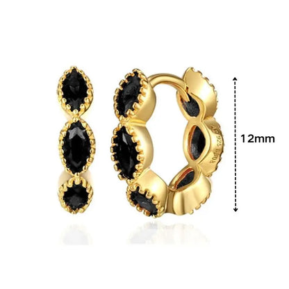 925 Sterling Silver Ear Needle Black Zircon Butterfly/Water Drop Hoop Earrings Drop Earrings For Women Fashion Wedding Jewelry