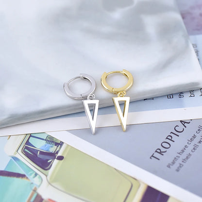 925 Silver Needle Cross/Star/Inverted Triangle Hollow Pendant Hoop Earrings For Women Simple Design Earrings Fashion Jewelry