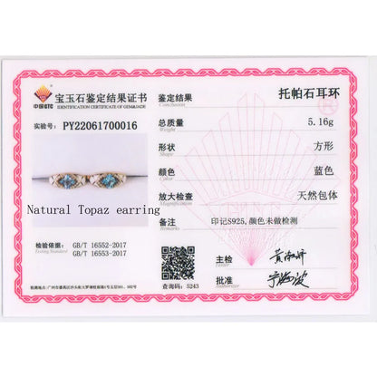 Natural sky blue topaz gemstone simple rings and earrings rose gold 925 sterling sliver set jewelry for girls engagement gift