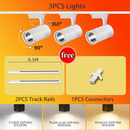 LED Track Light 220V Spotlight Rail COB Ceiling Lamp Set For Kitchen