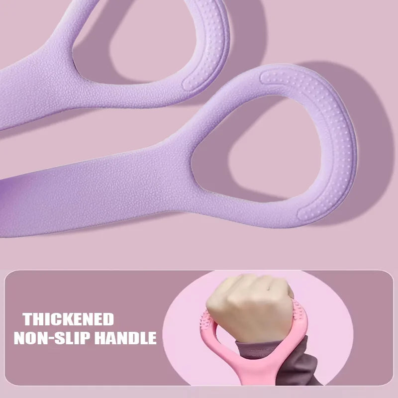 Faixa elástica com abertura para o ombro e alongamento das costas