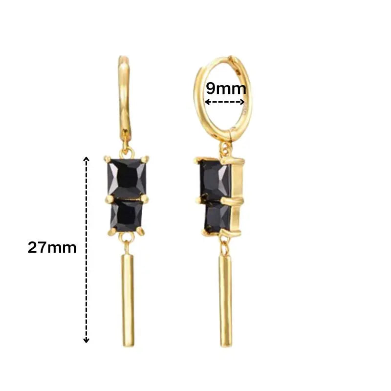 925 Sterling Silver Ear Needle Black Zircon Butterfly/Water Drop Hoop Earrings Drop Earrings For Women Fashion Wedding Jewelry