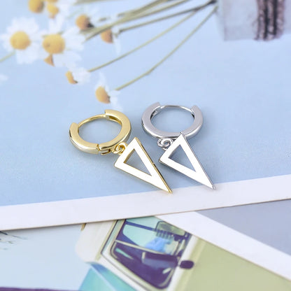 925 Silver Needle Cross/Star/Inverted Triangle Hollow Pendant Hoop Earrings For Women Simple Design Earrings Fashion Jewelry