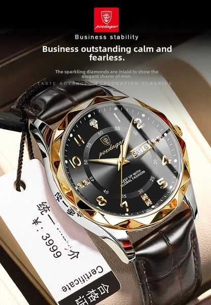 New Swiss Brand Men's Watch Waterproof Luminous Leather Strap Live Broadcast Popular Export Model One Piece Agency