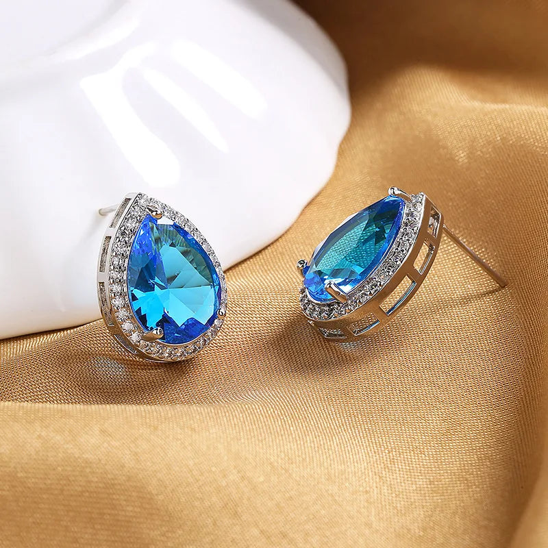 New 925 Sterling Silver AAA Zircon Stud Earrings For Women Fashion Exquisite Student Girlfriend Jewelry Accessories Heart Gift