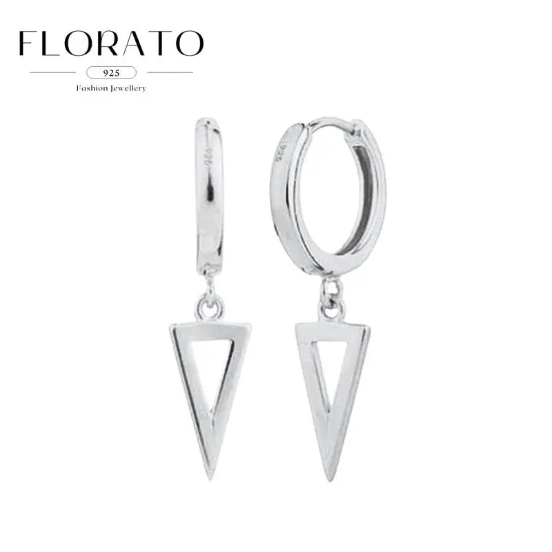 925 Silver Needle Cross/Star/Inverted Triangle Hollow Pendant Hoop Earrings For Women Simple Design Earrings Fashion Jewelry