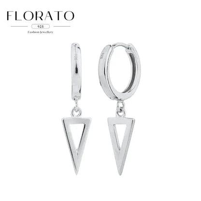 925 Silver Needle Cross/Star/Inverted Triangle Hollow Pendant Hoop Earrings For Women Simple Design Earrings Fashion Jewelry