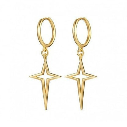 925 Silver Needle Cross/Star/Inverted Triangle Hollow Pendant Hoop Earrings For Women Simple Design Earrings Fashion Jewelry