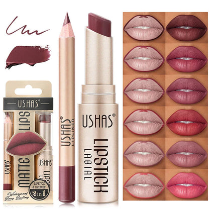 Conjunto de lápis labial + batom, cores diversas