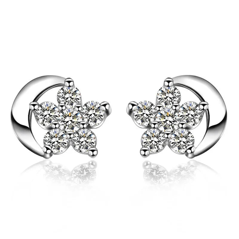 New 925 Sterling Silver AAA Zircon Stud Earrings For Women Fashion Exquisite Student Girlfriend Jewelry Accessories Heart Gift