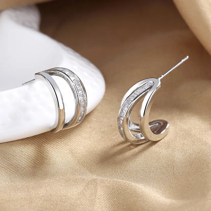 New 925 Sterling Silver AAA Zircon Stud Earrings For Women Fashion Exquisite Student Girlfriend Jewelry Accessories Heart Gift