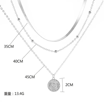 Fashion 925 Sterling Silver Necklace For Woman Gold Silver Color Three-Layer Round Pendant Necklaces Wedding Engagement Jewelry