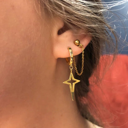 925 Silver Needle Cross/Star/Inverted Triangle Hollow Pendant Hoop Earrings For Women Simple Design Earrings Fashion Jewelry