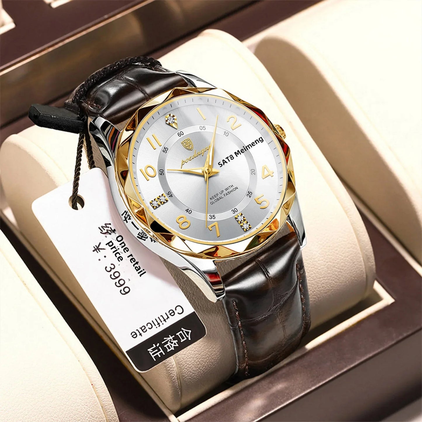 New Swiss Brand Men's Watch Waterproof Luminous Leather Strap Live Broadcast Popular Export Model One Piece Agency