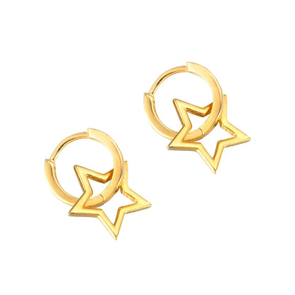 925 Silver Needle Cross/Star/Inverted Triangle Hollow Pendant Hoop Earrings For Women Simple Design Earrings Fashion Jewelry