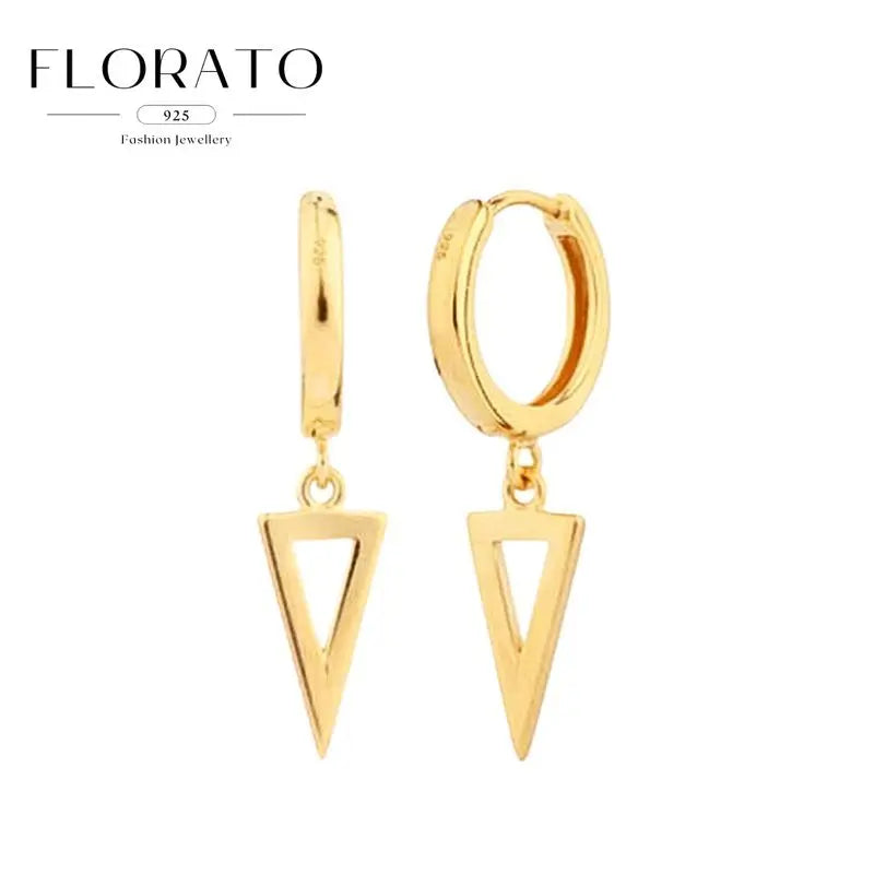 925 Silver Needle Cross/Star/Inverted Triangle Hollow Pendant Hoop Earrings For Women Simple Design Earrings Fashion Jewelry