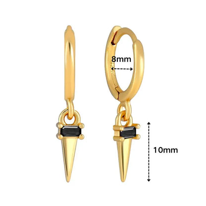 925 Sterling Silver Ear Needle Black Zircon Butterfly/Water Drop Hoop Earrings Drop Earrings For Women Fashion Wedding Jewelry