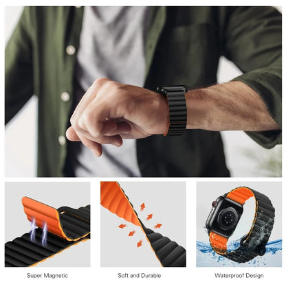 Magnetic silicone watch band for Apple Watch 38/40/41mm42/44/45/49mm, sport loop men's women's watch band for iWatch 987654321Se