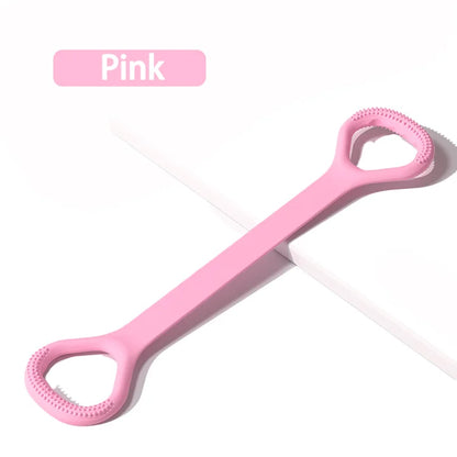 Faixa elástica com abertura para o ombro e alongamento das costas