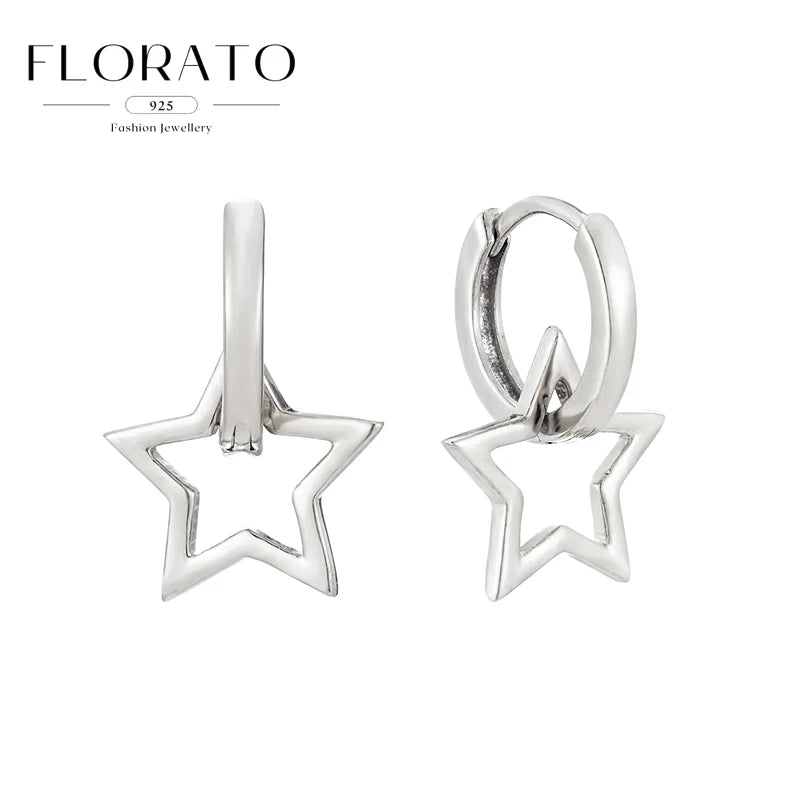 925 Silver Needle Cross/Star/Inverted Triangle Hollow Pendant Hoop Earrings For Women Simple Design Earrings Fashion Jewelry