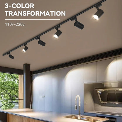 LED Track Light 220V Spotlight Rail COB Ceiling Lamp Set For Kitchen