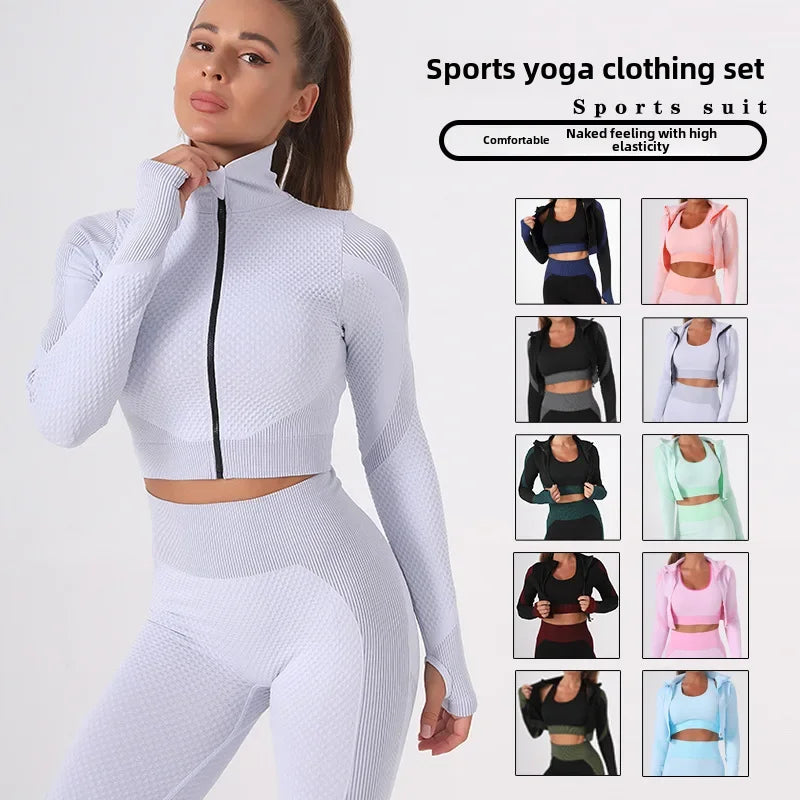 Breathable Yoga Suit Women's Simple High-waisted Sportswear Slimming Smoothing Outline Naked Feeling Yoga Set