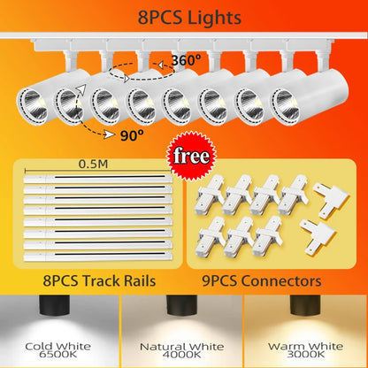 LED Track Light 220V Spotlight Rail COB Ceiling Lamp Set For Kitchen