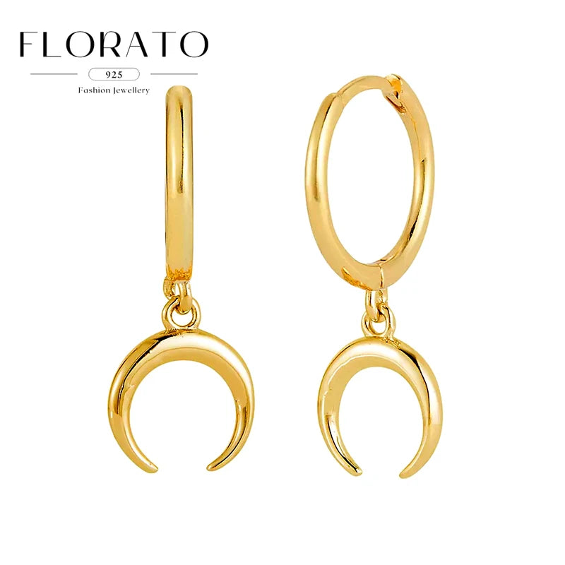 925 Silver Needle Cross/Star/Inverted Triangle Hollow Pendant Hoop Earrings For Women Simple Design Earrings Fashion Jewelry