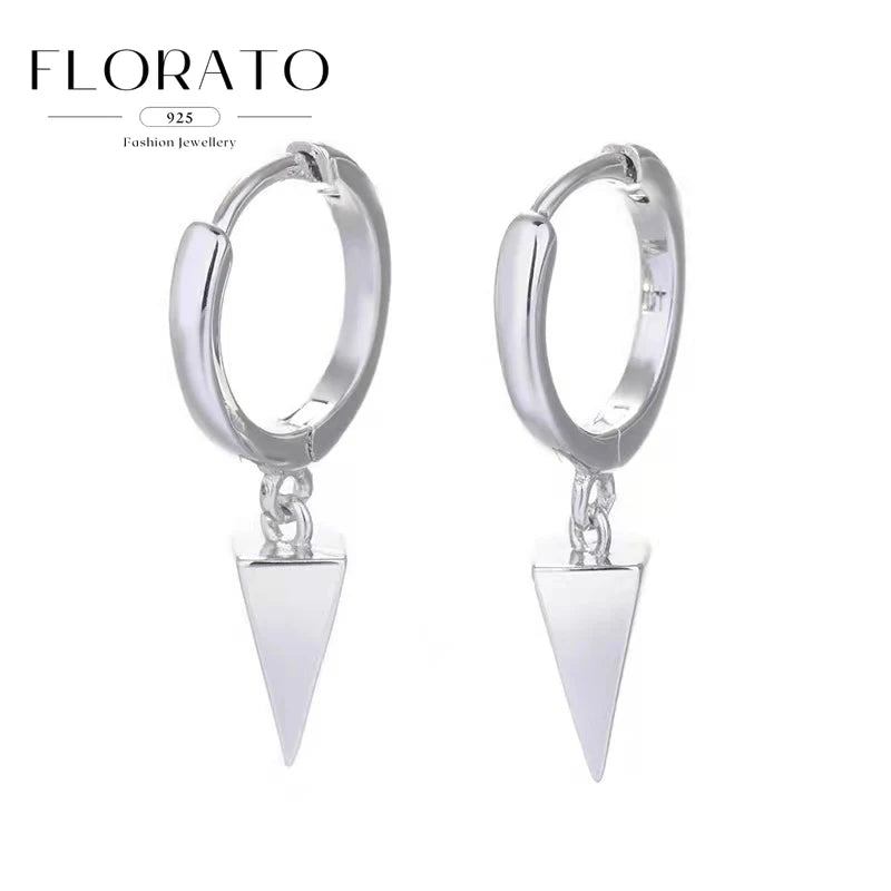 925 Silver Needle Cross/Star/Inverted Triangle Hollow Pendant Hoop Earrings For Women Simple Design Earrings Fashion Jewelry