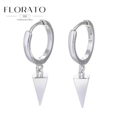 925 Silver Needle Cross/Star/Inverted Triangle Hollow Pendant Hoop Earrings For Women Simple Design Earrings Fashion Jewelry