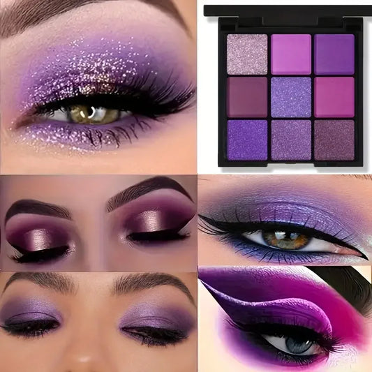 Paleta de sombras roxa com 9 tons