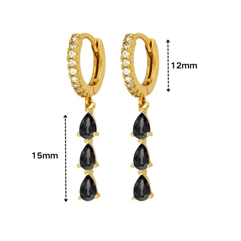 925 Sterling Silver Ear Needle Black Zircon Butterfly/Water Drop Hoop Earrings Drop Earrings For Women Fashion Wedding Jewelry
