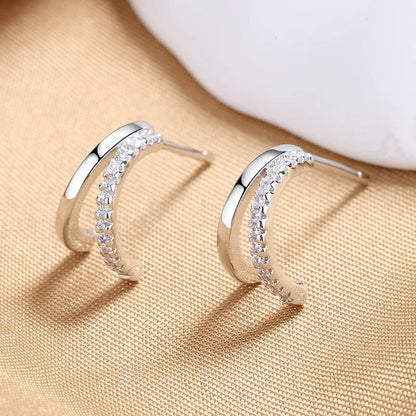 New 925 Sterling Silver AAA Zircon Stud Earrings For Women Fashion Exquisite Student Girlfriend Jewelry Accessories Heart Gift