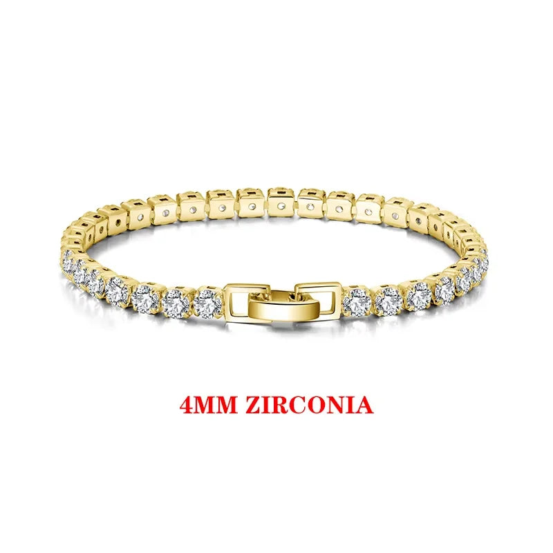Rinntin 925 Sterling Silver Tennis Bracelets For Women Luxury 2mm 3mm 4mm Cubic Zirconia Shiny Tennis Bracelets Jewelry SB91