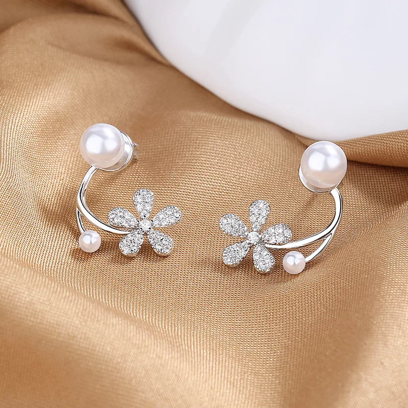 New 925 Sterling Silver AAA Zircon Stud Earrings For Women Fashion Exquisite Student Girlfriend Jewelry Accessories Heart Gift