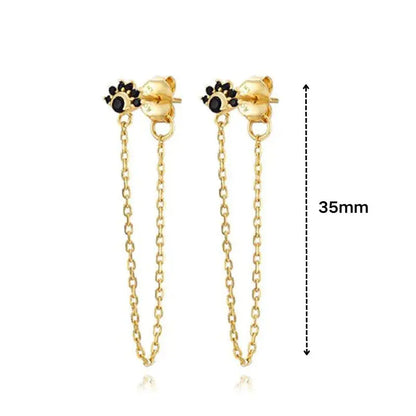 925 Sterling Silver Ear Needle Black Zircon Butterfly/Water Drop Hoop Earrings Drop Earrings For Women Fashion Wedding Jewelry