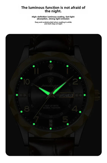 New Swiss Brand Men's Watch Waterproof Luminous Leather Strap Live Broadcast Popular Export Model One Piece Agency