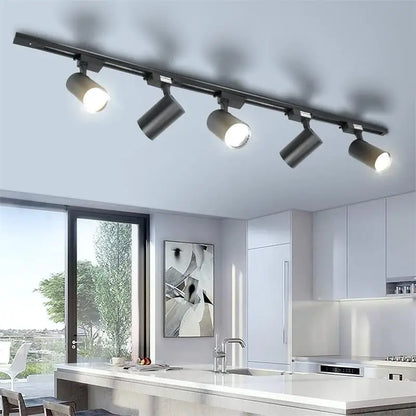 LED Track Light 220V Spotlight Rail COB Ceiling Lamp Set For Kitchen