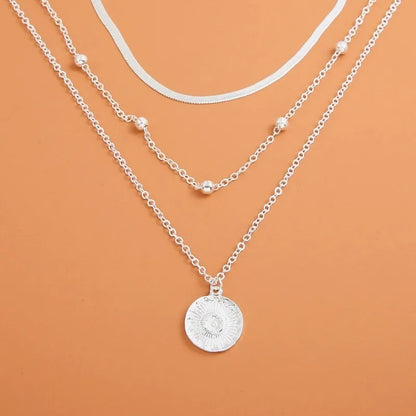 Fashion 925 Sterling Silver Necklace For Woman Gold Silver Color Three-Layer Round Pendant Necklaces Wedding Engagement Jewelry