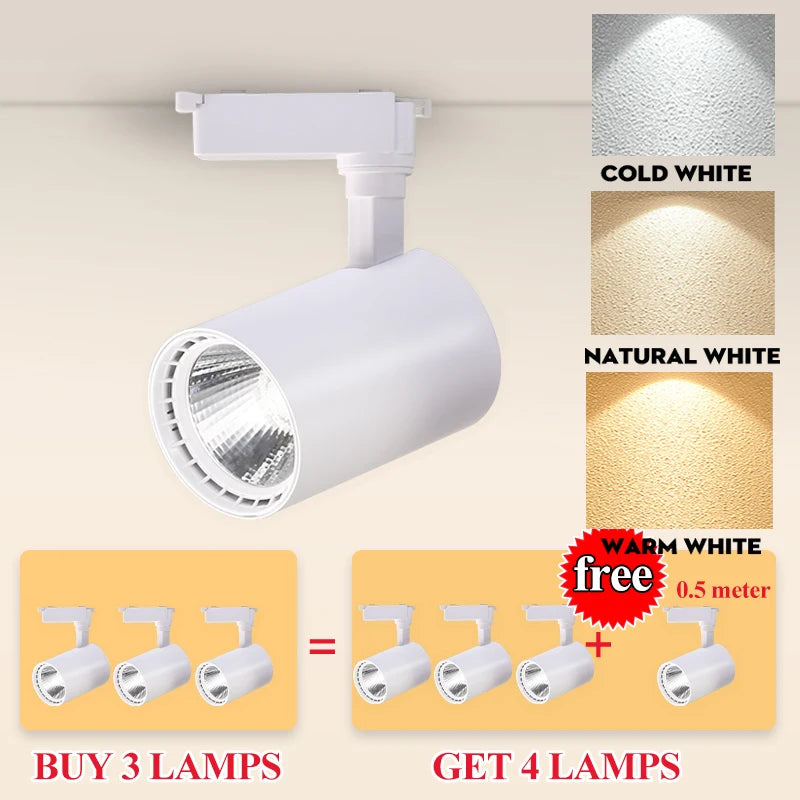LED Track Light 220V Spotlight Rail COB Ceiling Lamp Set For Kitchen