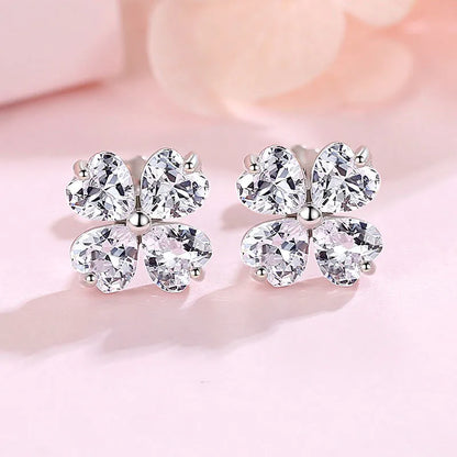 New 925 Sterling Silver AAA Zircon Stud Earrings For Women Fashion Exquisite Student Girlfriend Jewelry Accessories Heart Gift