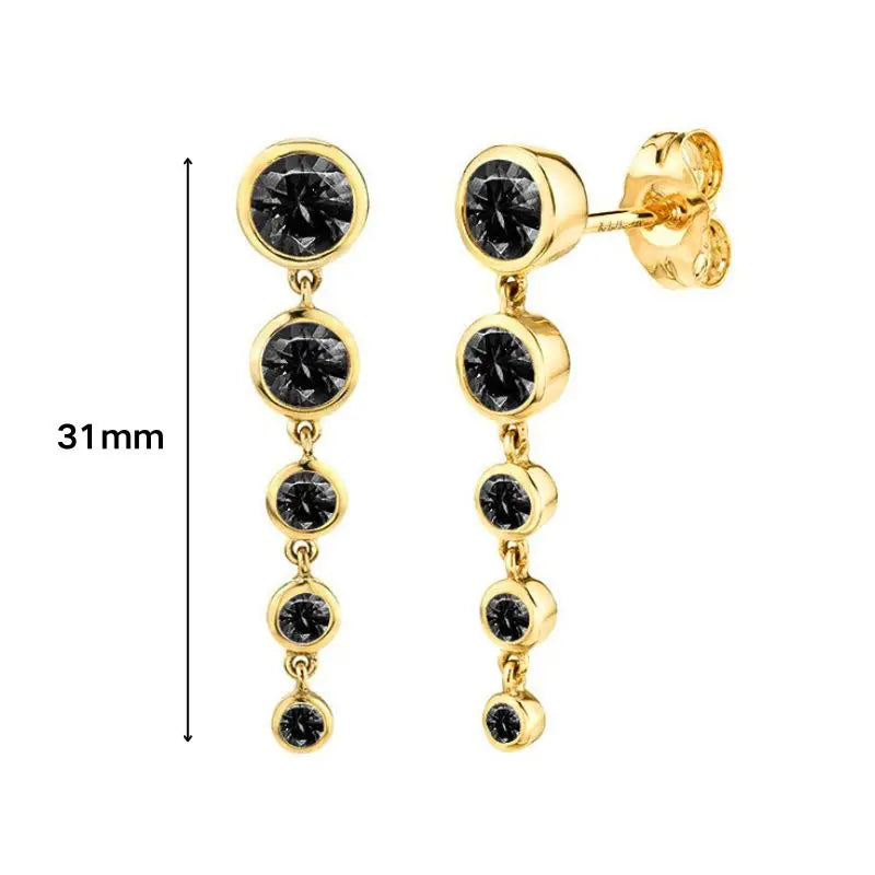 925 Sterling Silver Ear Needle Black Zircon Butterfly/Water Drop Hoop Earrings Drop Earrings For Women Fashion Wedding Jewelry