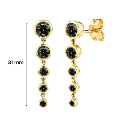925 Sterling Silver Ear Needle Black Zircon Butterfly/Water Drop Hoop Earrings Drop Earrings For Women Fashion Wedding Jewelry