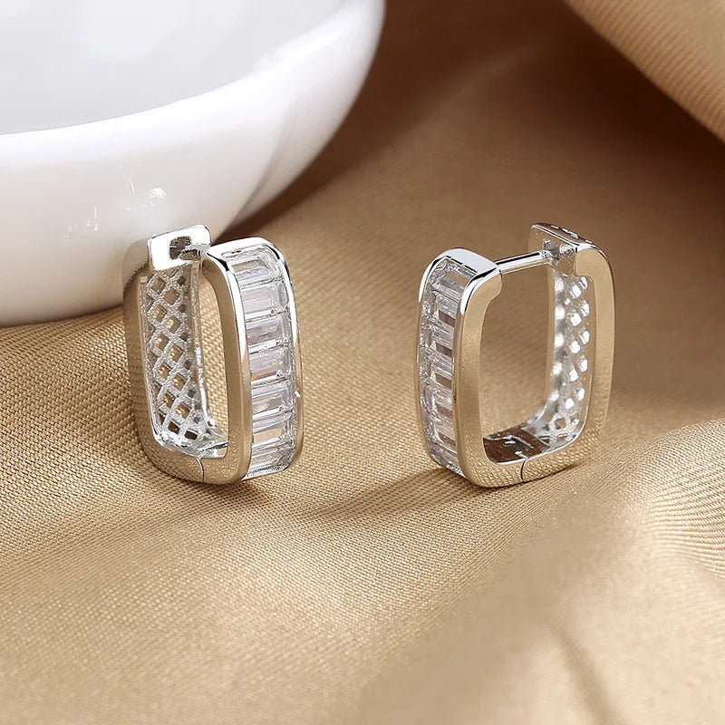 New 925 Sterling Silver AAA Zircon Stud Earrings For Women Fashion Exquisite Student Girlfriend Jewelry Accessories Heart Gift