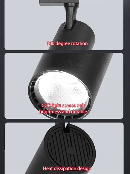 LED Track Light 220V Spotlight Rail COB Ceiling Lamp Set For Kitchen