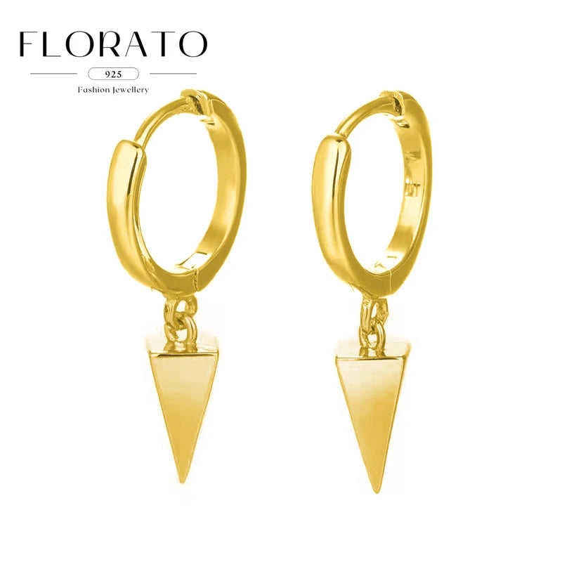 925 Silver Needle Cross/Star/Inverted Triangle Hollow Pendant Hoop Earrings For Women Simple Design Earrings Fashion Jewelry