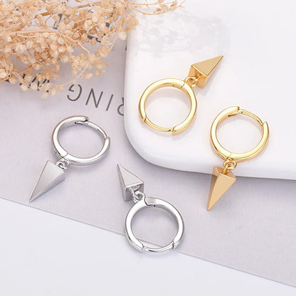 925 Silver Needle Cross/Star/Inverted Triangle Hollow Pendant Hoop Earrings For Women Simple Design Earrings Fashion Jewelry
